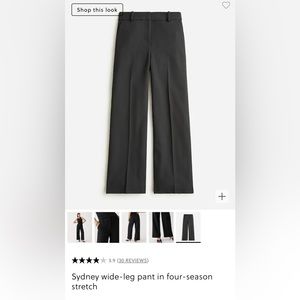 J. Crew Women’s Sydney Wide Leg Stretch Pant Black Size 8